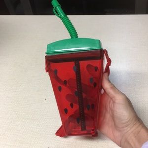 Red melon tumbler with straw portable
